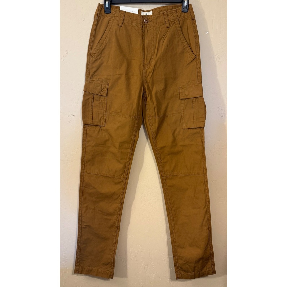 Mutual Weave Cargo Pants Men 30x34 Brown Relaxed Taper Ripstop Cotton UtilityNEW
